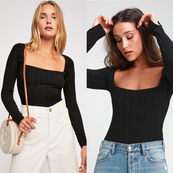 {Free People} Beside Me Square Neck Body Suit - Picture 2 of 7